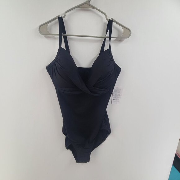 Lands' End Women's Chlorine Resistant Sculpting Control Draped One Piece Swimsui - Picture 1 of 8